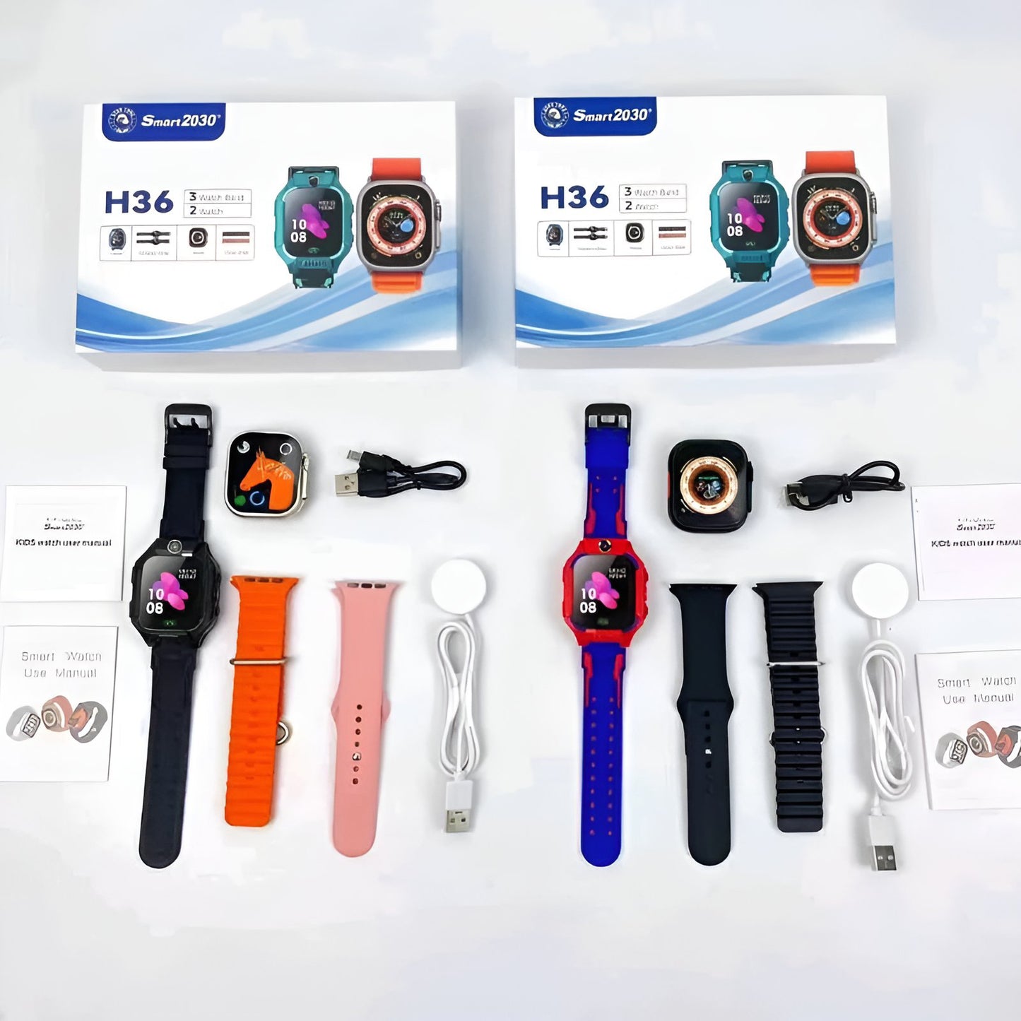 H36 Suit (1 Reloj Apple Watch Ultra + 1 Reloj para Niños con Localizador GPS, SIM, Cámara,