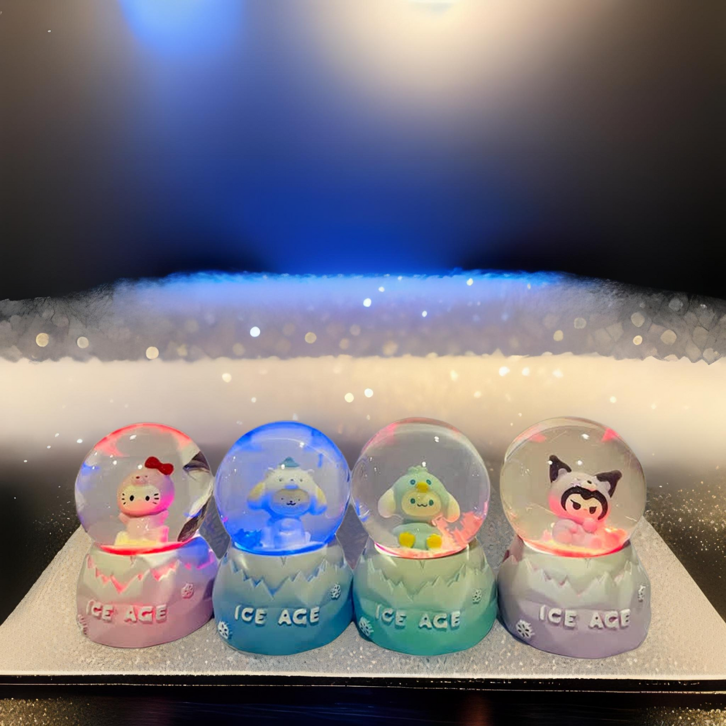 Bola de Cristal Tamaño Grande  Sanrio Pintada a Mano con Luz,Nieve  - Personajes Kuromi,Hello Kitty,Pom Pom Purin y cinnamorol